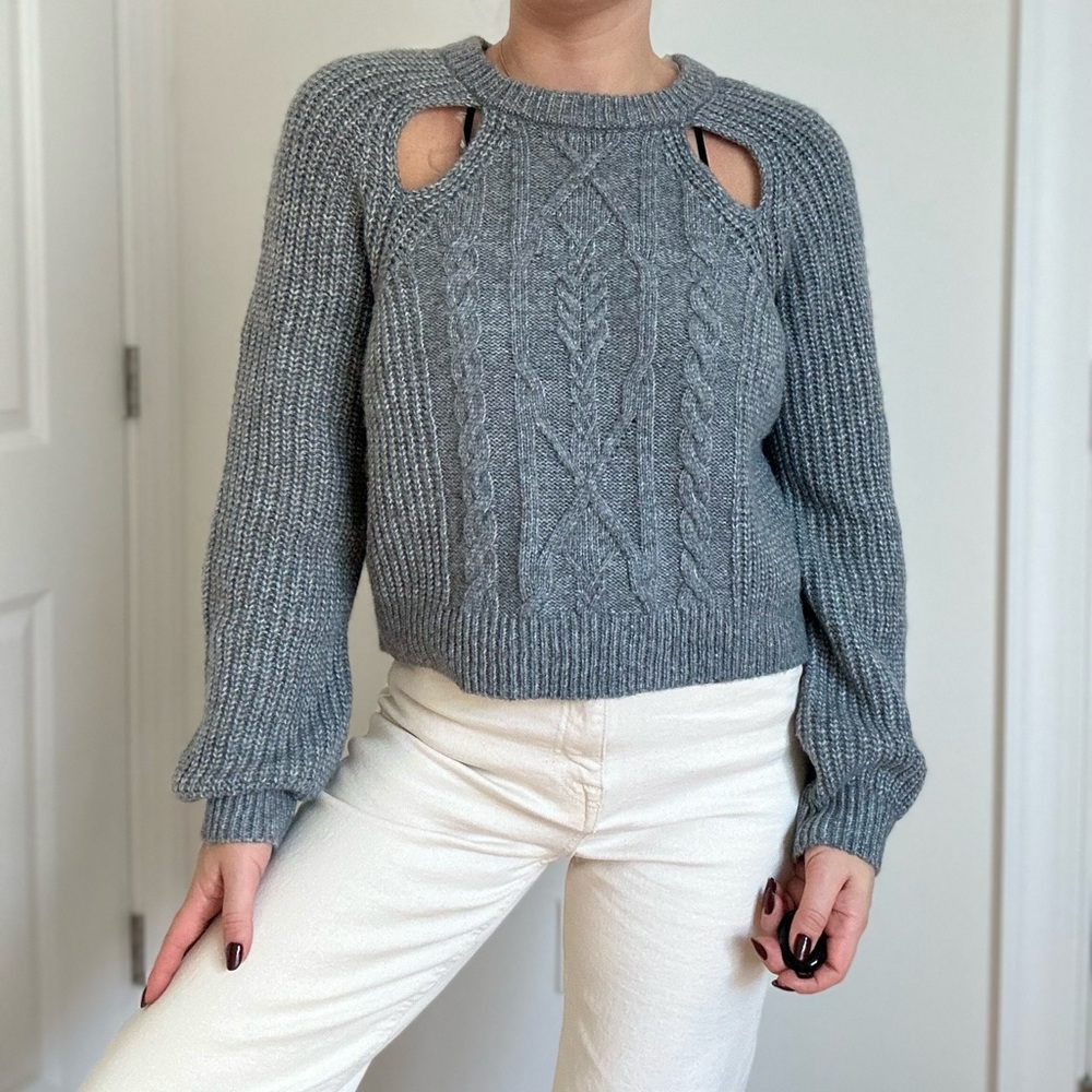 Cut Out Cable Knit Pullover Sweater